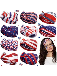 American Flag Independence Day Star Elements Retro Knotting Sweat Absorbing Yoga Running Exercise Hair Strap Headband