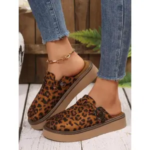 Women's Fashion Leopard Print Slide Sandals, Casual Comfortable Flat Sandals for Beach, Outdoor, Daily Wear, Walking Shoes