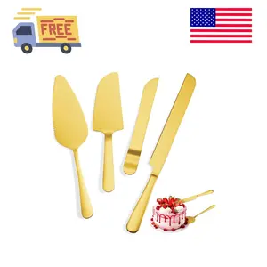 4 Pcs Gold Cake Cutting Set, Premium Cake Cutter & Pie Server Set