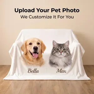 Personalized Pet Photo Blanket Ultra Soft Flannel Custom Dog or Cat Picture Cozy Gift for Pet Lovers Machine Washable Fade Resistant