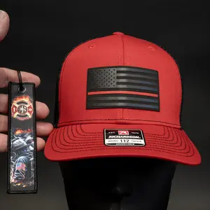 Thin Red Line American Flag 112 Hat with Firefighter Key Tag.