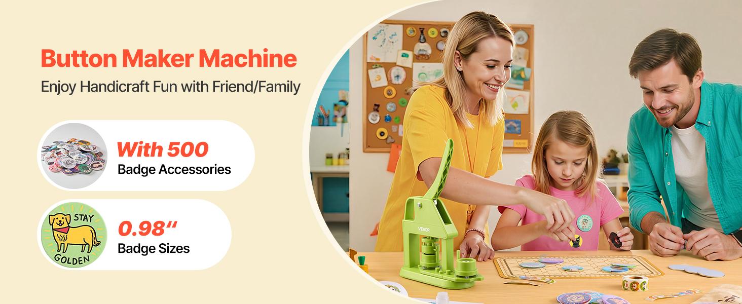 VEVOR Button Maker Machine, 0.98 in, Plastic Pin Maker with 500pcs Button Parts, Mr. Panda Magic Book, Circle Cutter and Hex Wrenches, Reinforced Ergonomic Handle, for DIY Badges, Personalized Pins VEVOR Button Maker Machine, 0.98 in, Plastic Pin Maker with 500pcs Button Parts, Mr. Panda Magic Book, Circle Cutter and Hex Wrenches, Reinforced Ergonomic Handle, for DIY Badges, Personalized Pins