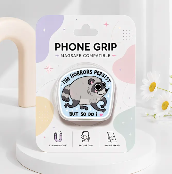 Funny Jimothy Phone Grip, The Horrors Persist But So Do I MagSafe Phone Grip, Cute Possum Acrylic Phone Holder, Funny Animal Gift, Kawaii Phone Accessory