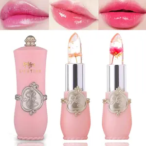 Crystal Flower Jelly Lipstick,Magic Color Changing Lipstick,PH Clear Temperature Color Changing Lipgloss,Lip Balm,Long Lasting Nourishing Moisturizing Lip Stick