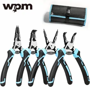 Snap Ring Pliers Set, 4pcs Heavy Duty 7-Inch Internal External Circlip Pliers, Straight Bent C-clip Pliers Lock Ring Pliers 5/64" Tip, Reverse Pliers for Ring Remover Retaining w/Portable Pouch
