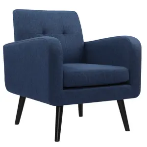 LSSPAID Modern Upholstered Living Room Chair Arm Chairs Fabric Accent Chair Cozy Armchair With Wood Legs For Bedroom/Office/Cafe