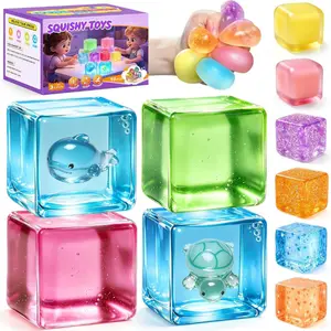 Summer Spring Gift 10 Pcs Stress Cube, Slow Rising Ice Cube for Adults & Kids, Squishy Sensory Fidget Toy for Anxiety Relief, Square Shape Squishy Toys, Squeeze Toy Gift for Party Favors Classroom Prize