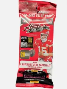Panini Absolute Football Fat Pack 2025 20-Card Value Pack with 3 Exclusive Blue Parallels per Pack
