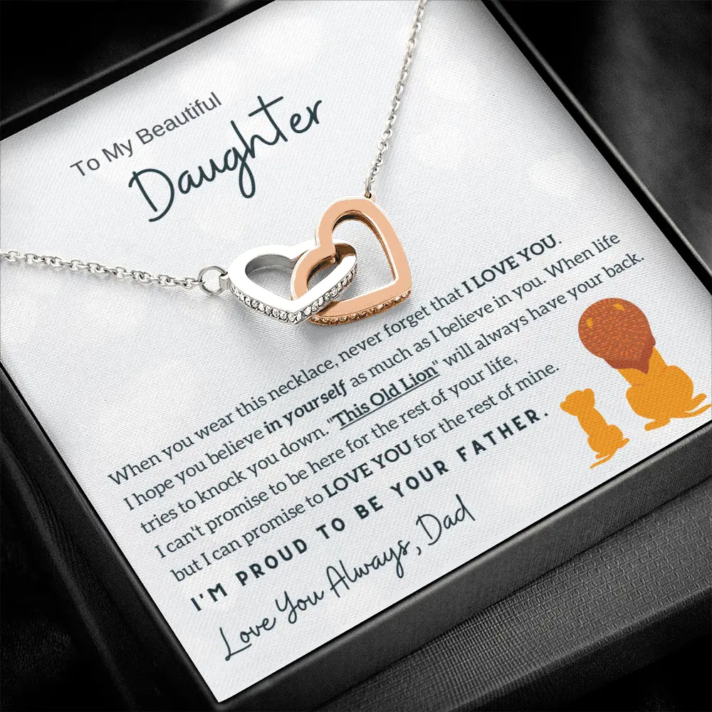 To My Daughter Gifts From Dad Interlocking Two Heart Necklaces Father Girl Fashion Women Necklace 2024 New Jewelry