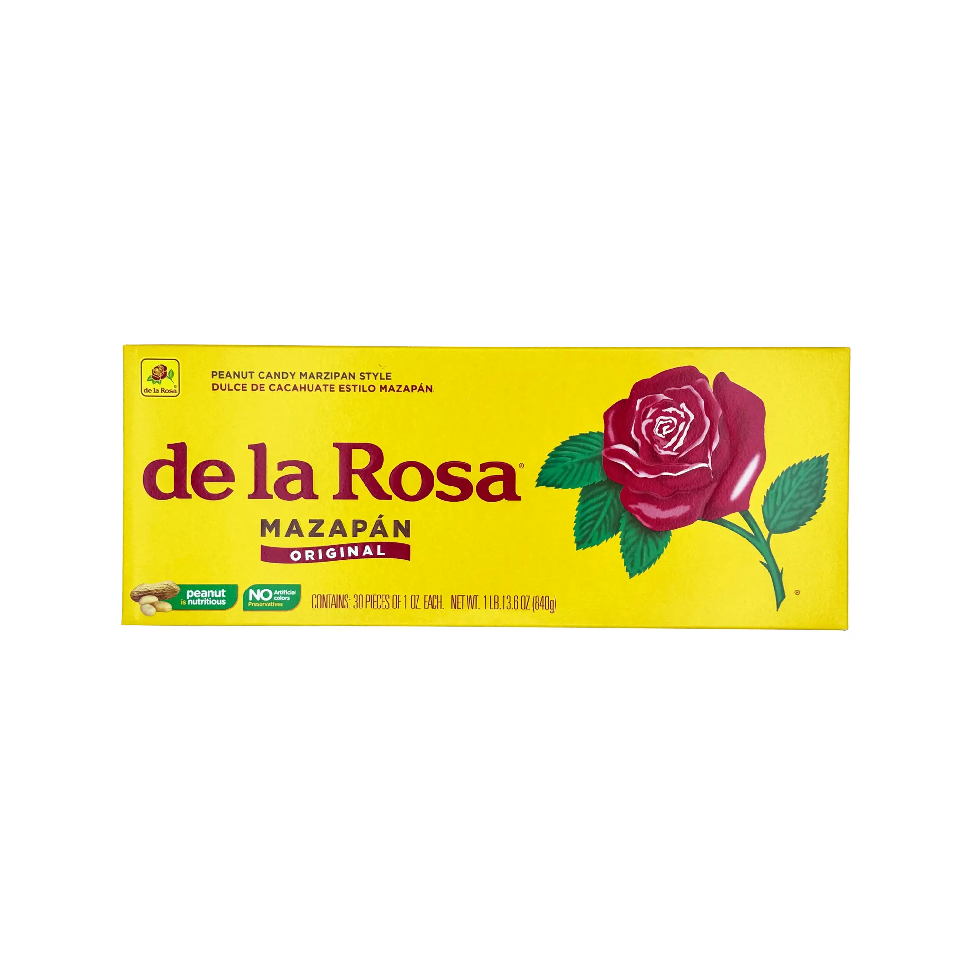 De la Rosa Mazapan, Marzipan De la Rosa, Mexican Original Peanut Candy, Regular Pack of 30 Snack Sweet Bonbon Candies Dulces Mexicanos Organic Flavor