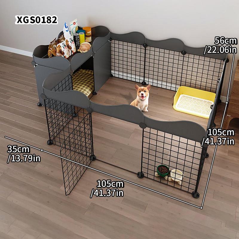 Small Dog Fence Indoor Home Pet Enclosure, Durable Puppy Playpen, One Room One Bath Puppy Cage with Toilet Area, Anti-Escape Dog Kennel