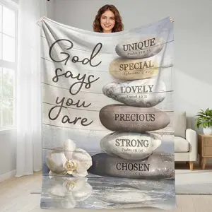 Inspirational God Says You Are Flannel Blanket  Unique Special Lovely Precious Strong Chosen Print  Cozy Soft Lightweight Throw  Perfect for Living Room Bedroom Home Decor  Thoughtful Christian Gift for Women and Men summerwins