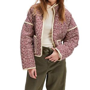 Yeokou Women's TikTokShopBlackFriday Cropped Puffer Spring Jacket Floral Print Long Sleeve Padded Quilted Puffy Cardigan Coat