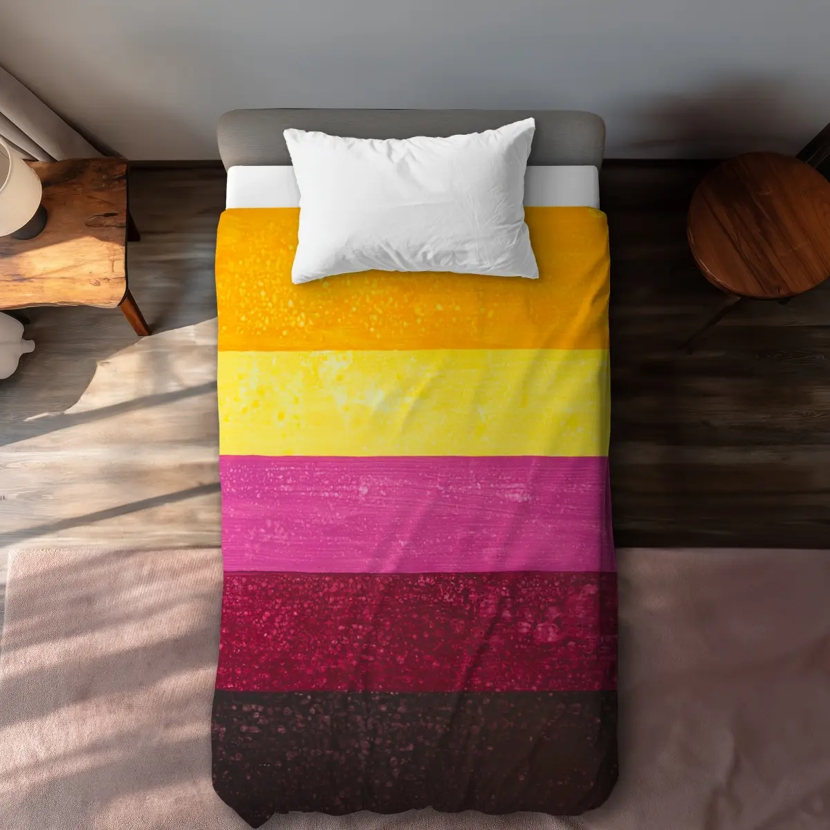 360 Stand Twin XL Microfiber Duvet Cover - Live Stripes Orange Abstract, Bold Shapes Contemporary Bedding, Elegant Soft Fabric, Machine Washable Textile Soft Furnishing for Twin Size Beds, Bedding Sets, Decorative Duvet Cover, Striped Duvet Cover