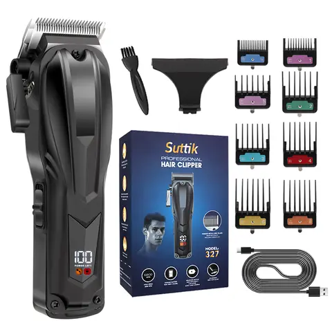 Suttik Men's Portable Professional Brushless Motor Rechargeable USB Cordless Hair Trimmer Set - Barber Clippers, Clipper Blade for Adults' Home Grooming Needs