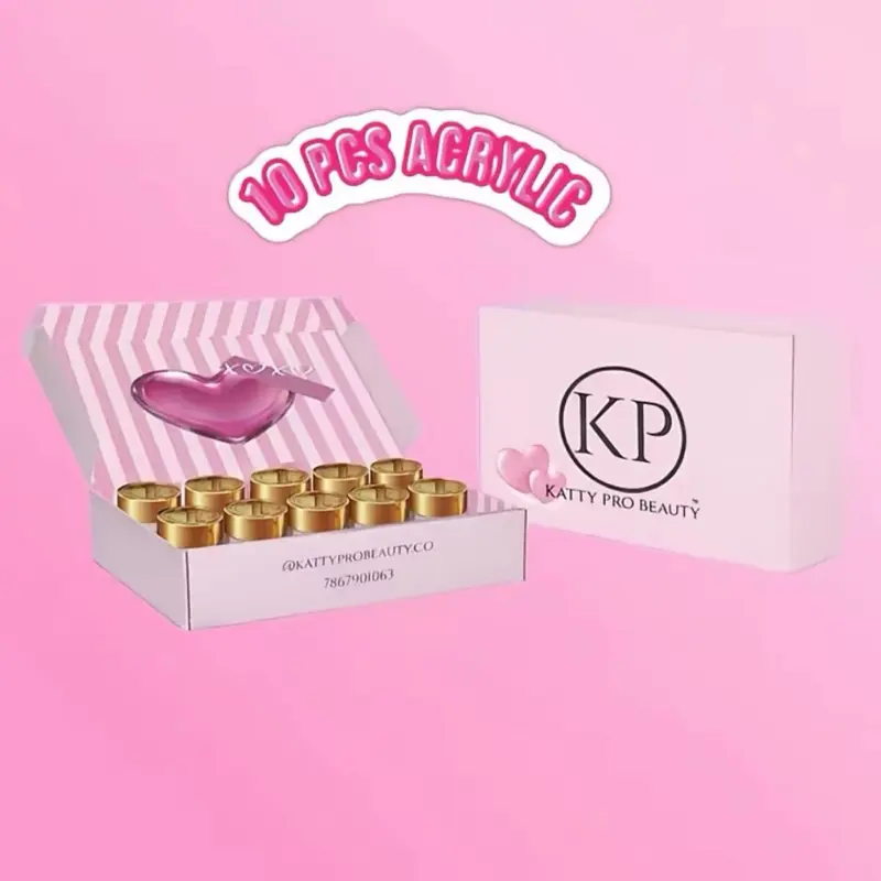 Kit 10 pcs 1oz Ideal 3D Acrylic Nails in 10 Vibrant Colors for Stunning Manicures