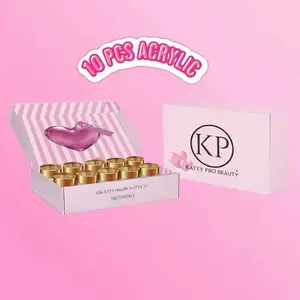 Kit 10 pcs 1oz Ideal 3D Acrylic Nails in 10 Vibrant Colors for Stunning Manicures