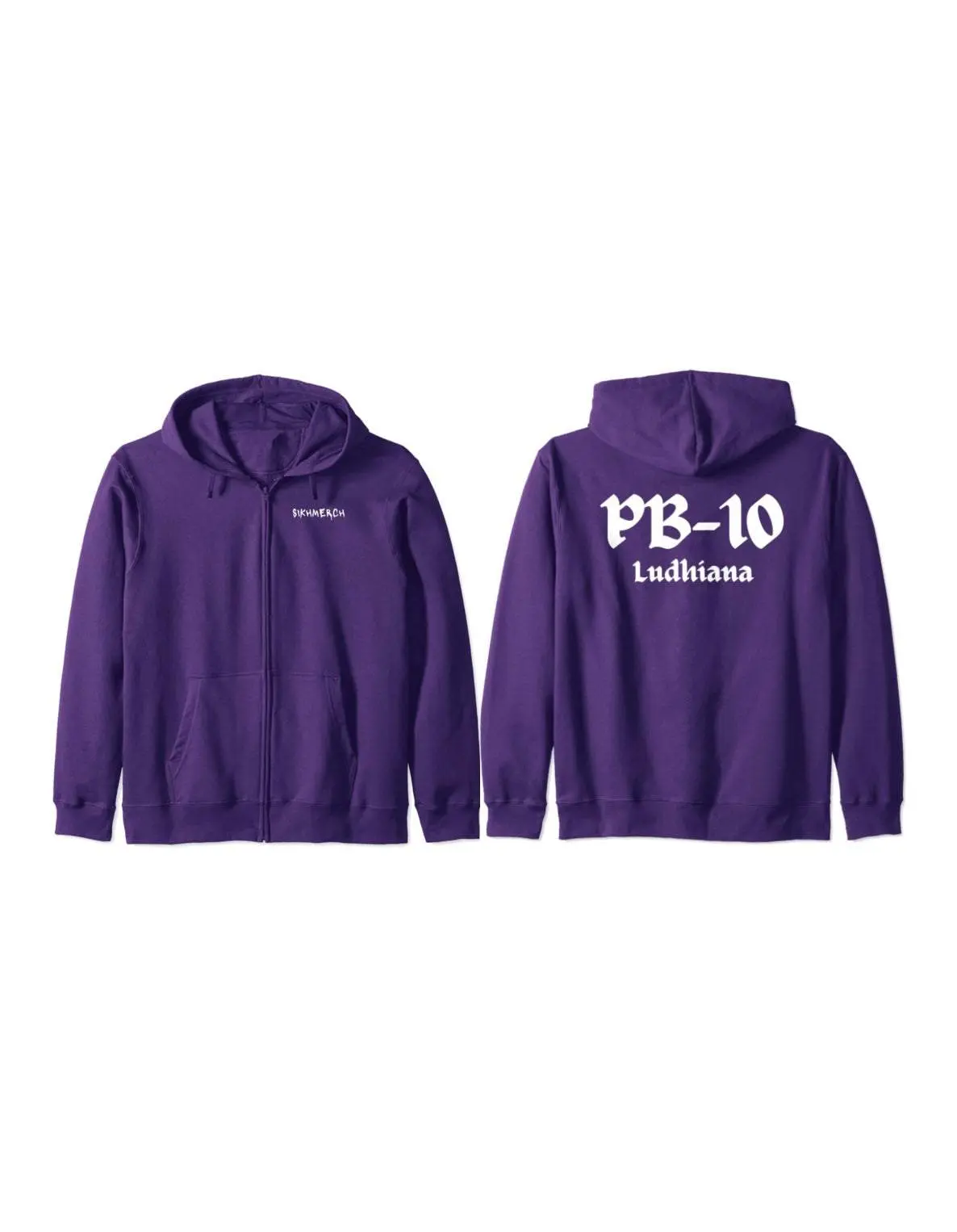 Sikhmerch PB-10 Ludhiana Zip Hoodie Menswear Polyester Sleeve Classic