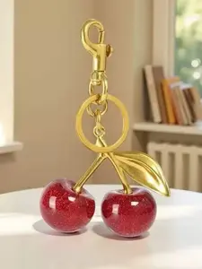 Cherry Bag Charm Fashion Keychain, Elegant Car Key Ring, Metal Lock Key Holder, Stylish Purse Hanging Buckle, 1 Piece