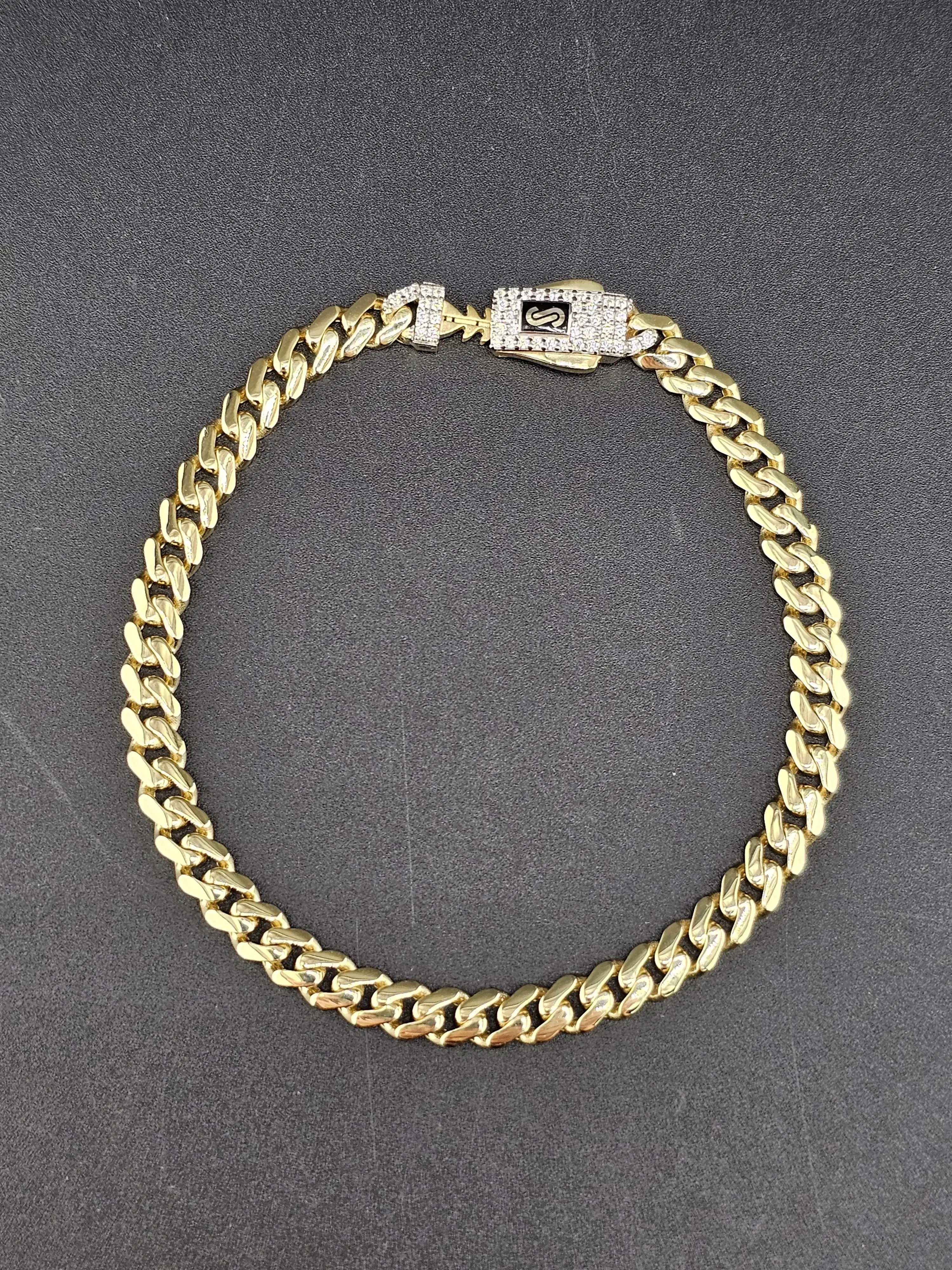 14K Gold-Plated Bracelet - Monaco Style, 5mm Wide, 7–8 Inches Long