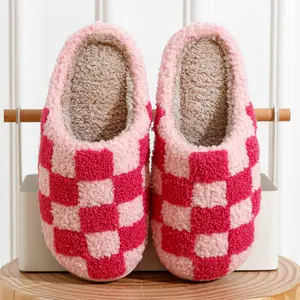 Checker Slippers, Retro Slippers, Fluffy Slippers, Gifts for Her, Y2K Slippers, Urban Slippers, Cozy Slippers, Warm Slippers, Retro Checker
