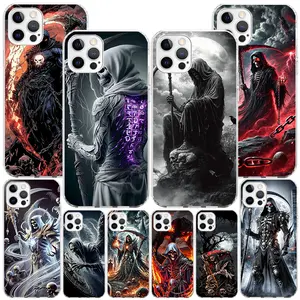 Death Grim Reaper Skull Scythe Phone Case For iPhone 17 Air 16 Pro Max 15 14 13 12 11 Pro ProMax Air Plus  Gift Print Cover