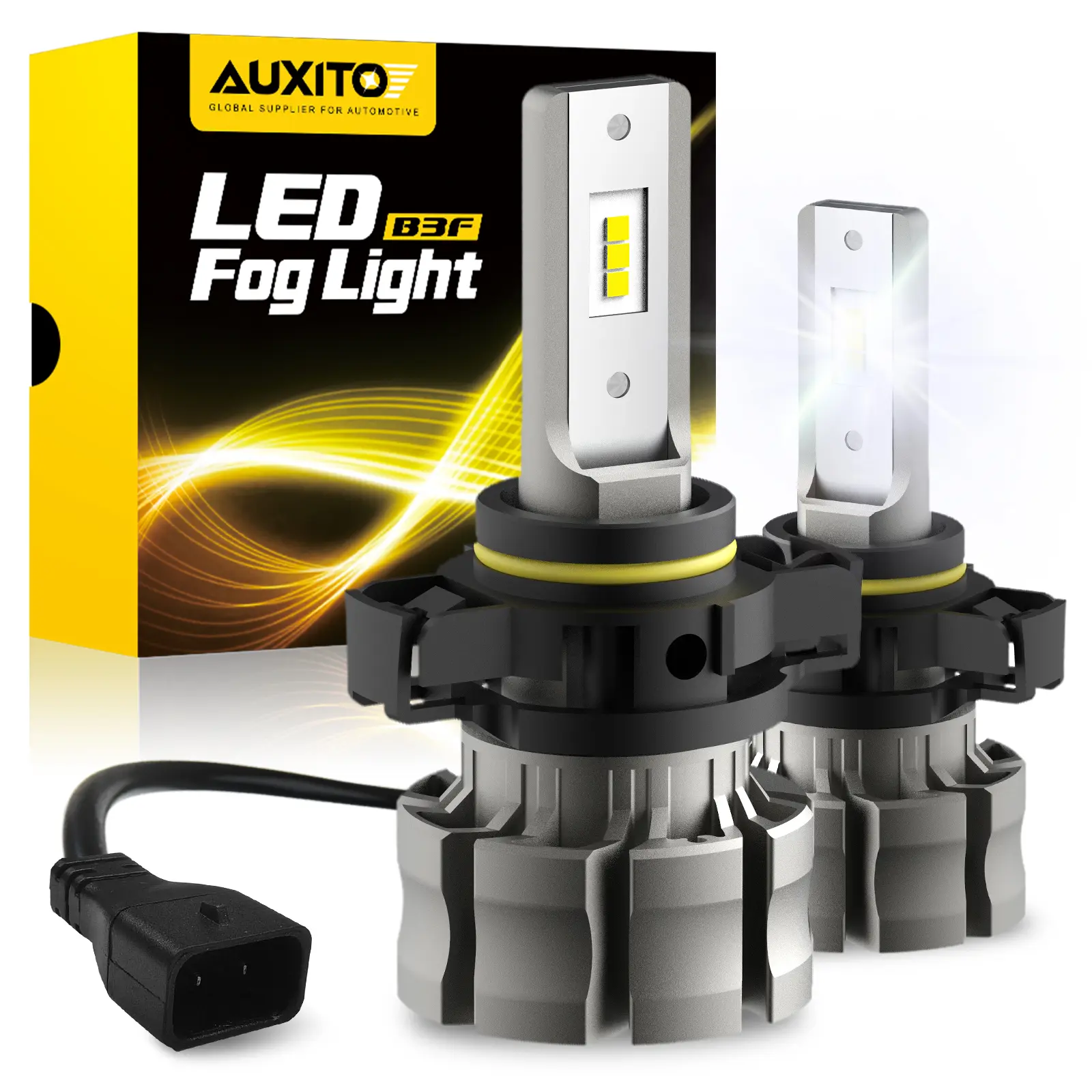 AUXITO 5202 LED Fog Light Bulbs, 6000 Lumens 6500K Cool White Light/3000K Amber Yellow Light, Plug And Play, 300% Brighter, 5201 PS19W 12085 PS24W Daytime Running Lights Replacement (Pack of 2)