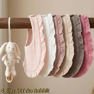 Soft Premium Cute Baby Bibs Set Cloths, Leaf Trim Design, Comfortable Breathable U-Shaped Bibs, Multicolor Mix, Snap Button Closure, Perfect for Feeding