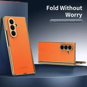 Texture phone case suitable for Samsung Galaxy Z Fold 7/6/5/4/3 with tempered glass film, anti slip, protective hinge, shell film integrated, anti drop folding phone case, Casing