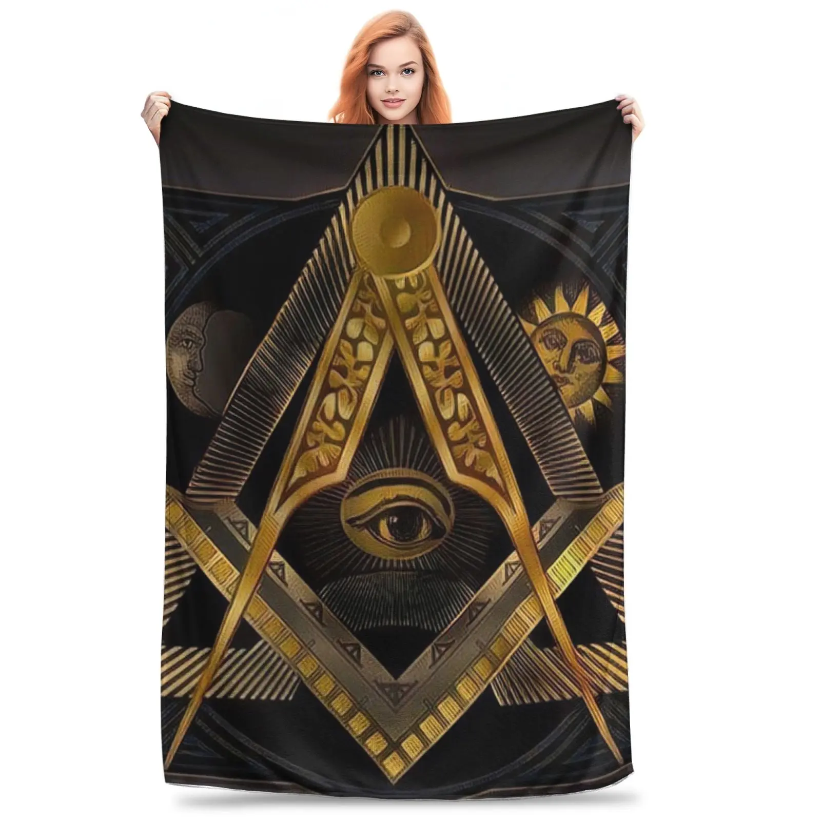 Capital Alliance Multi-Size Masonic Lodge Slogan Printed Blanket - Comfy, Gentle Soft, Soft Warm Blanket for Family Birthday Gifts, Bedding, Sofa Home Decor, Comfy Blankets