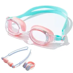 Swimming Goggles with Nose Clip & Earplugs, Waterproof Anti-fog HD Swimming Goggles, Swimming Accessories for Pool Beach Summer