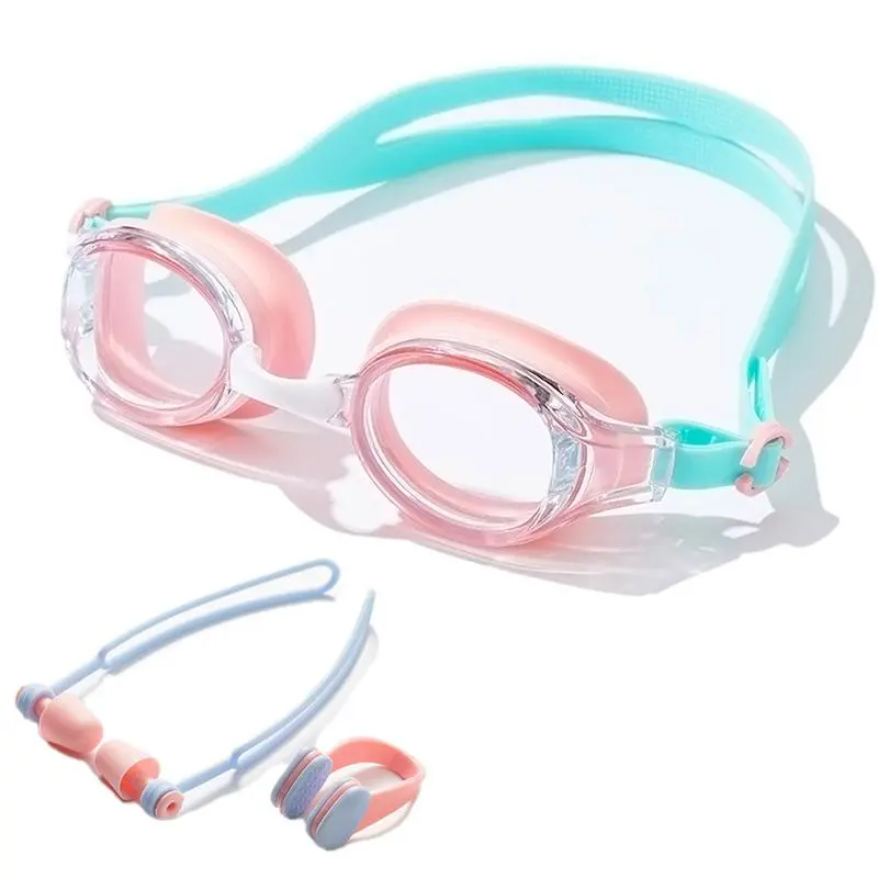 Swimming Goggles with Nose Clip & Earplugs, Waterproof Anti-fog HD Swimming Goggles, Swimming Accessories for Pool Beach Summer