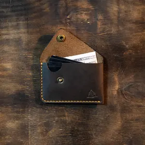 Handmade Leather Wallet Slim Envelope Design Hand Stitched Credit Card Holder for Him & Her Valentines Gift Accessory for Everyday Use
