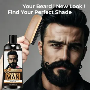 Men's 100ML 7-In-1 Beard Dye Cream, Natural Plant-Based Formula, 15-Minute Quick-Dry, Covers / Hair, Dual Use for Beards & Hair, Mustache Beard Dye