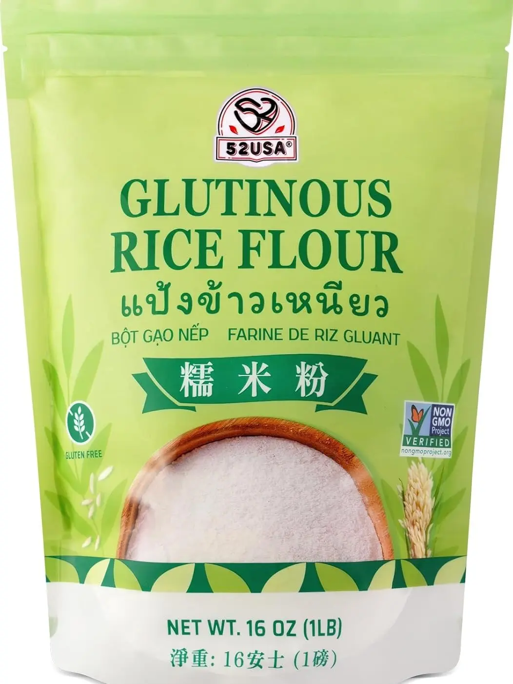 52USA Glutinous Rice Flour 16 oz (1 lb), All Natural White Rice Flour ...