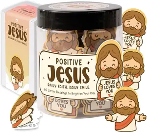 Emotional Support Jesus Jar – 60 Double-Sided Cards with Daily Encouragement and Scripture, Mini Jesus Blessings, Perfect Stocking Stuffer and Christian Gift for Women or Teen Girls, Ideal Christmas Gift