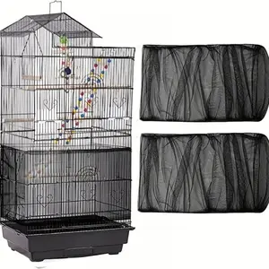 Bird Cage Cover, 360 Degrees Covering Bird Cage Mesh Net, Elastic Birdcage Cover, Soft Bird Seed Guard Skirt for Home, Bird Cage Accessories, Bird Cage Veil
