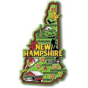 New Hampshire Colorful State Magnet by Classic Magnets, 2.4" x 4.3"