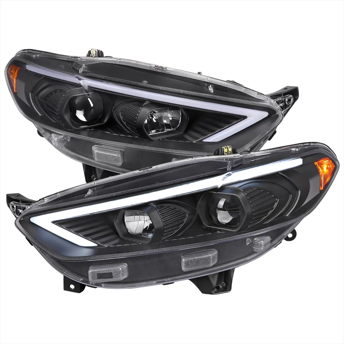 2013-2016 Ford Fusion Switchback Sequential Turn Signal Projector Headlights (Matte Black Housing/Clear Lens)