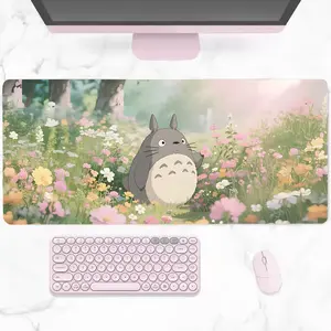 [Sale Up To 50%] Totoro Anime Mouse Pad Pastel Pink Green Floral Design