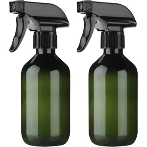 2-Pack Leakproof Spray Bottles (300ml/10oz) - Adjustable Nozzle for Fine Mist & Jet Stream| Premium Refillable Plastic Bottles for Hair Styling,  Misting, Cleaning Solutions (Green)