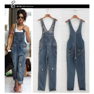 summer spring clothes Overalls Jeans Women Suspenders Blue Pants Denim Wide Leg Long Pant Jumpsuits Button Pocket Rompers Maxi Straight Trousers