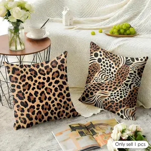 PIKPAKA Leopard print Cushion Cover Organic linen, breathable and skin-friendly, invisible zipper Eco-friendly double-sided printing，Washable and mite-removing, durable DIY fabric ，The perfect gift for home decor enthusiasts
