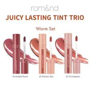 [rom&nd Live Exclusive Bundle] Juicy Lasting Tint Trio Cosmetic Set - Cool/Warm Options, Daily Use, Glossy Finish, Blendable, Hydrating Lip Tint