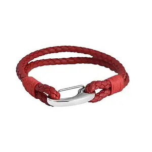 GOLD TIME INTERNATIONAL, INC Men's Braided Leather 2-Strand Bracelet