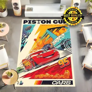 Cars Rug, Cartoon Style Racecar Carpet Non-Slip Indoor Area Rug for Kids Room Gift for Motorsports Cars Fans