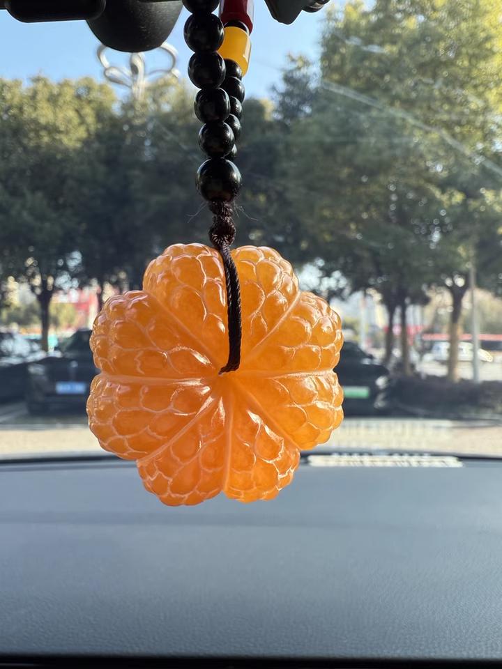 Oriental Gold Frozen Stone ornament, handheld piece, spinning craft item, souvenir gift, stress-relief spinning, hanging decoration, orange ornament