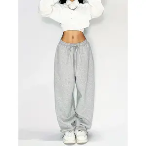 Women's Plain Drawstring Waist Pocket Sweatpants, Casual Streetwear Pants, Casual Pants for Daily Wear, Ladies Bottoms for All Seasons