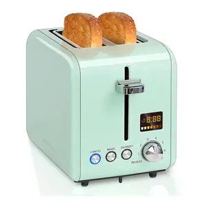 Toaster 2 Slice, Stainless Steel Bread Toaster LCD Display, 7 Bread Shade Settings, 1.4'' Wide Slots Toaster Bagel/Defrost/Reheat Functions, Removable Crumb Tray, 900W, Dark Metallic