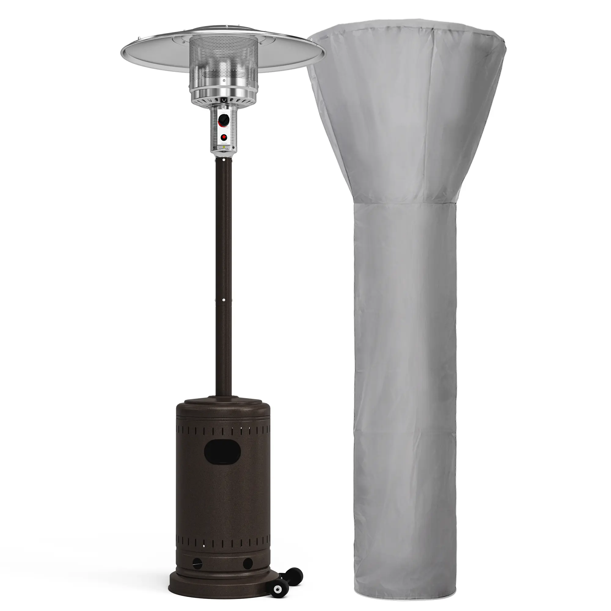 48000 BTU Propane Standing Patio Heater - High Heat Output, Quick Setup, Sturdy Base, 31.9-inch Reflector, Cold Weather Stable, Includes Cover, Ideal for Restaurant, Outdoor Gatherings